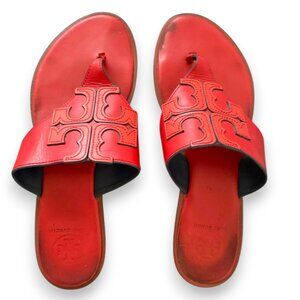 Tory Burch Vibrant Orange Logo Sandals